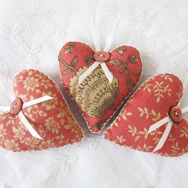 SET OF 3 LAVENDER BAGS - HEART SHAPED