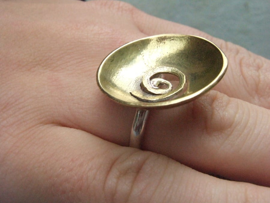 Sterling Silver and Brass Dome Ring