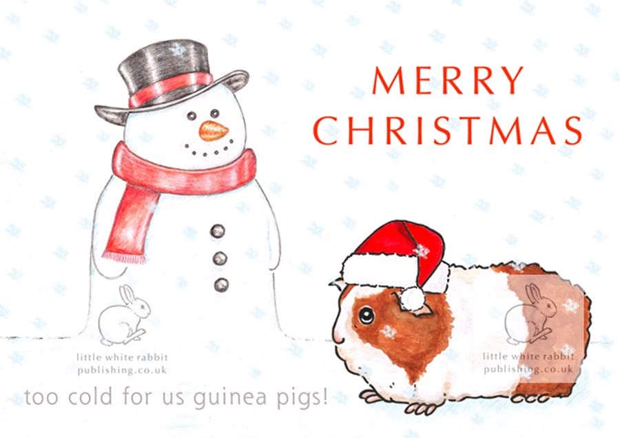 Gerry the Guinea Pig and the Snowman - Christmas Card