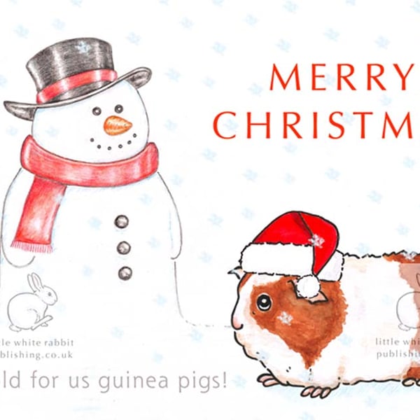 Gerry the Guinea Pig and the Snowman - Christmas Card