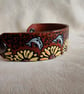Handmade Leather Bracelet with a Surreal Design. Dolphins and Sunflowers - Image 10
