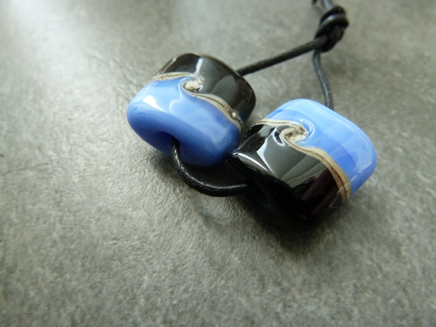 black and blue lampwork glass beads
