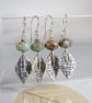 Silver Earrings with Rune Stone Fragments - Viking Relics with Seagreen Jasper - Image 3