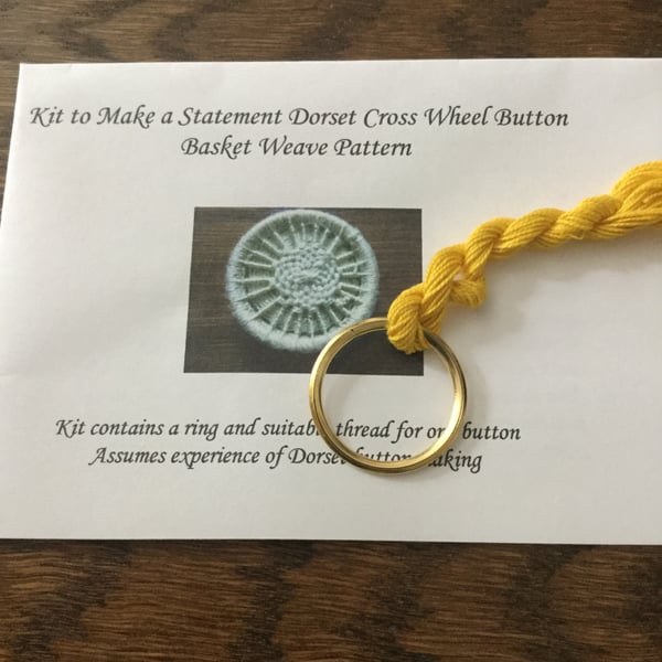 Kit to Make a Statement Dorset Button, Basket Weave Design, Yellow