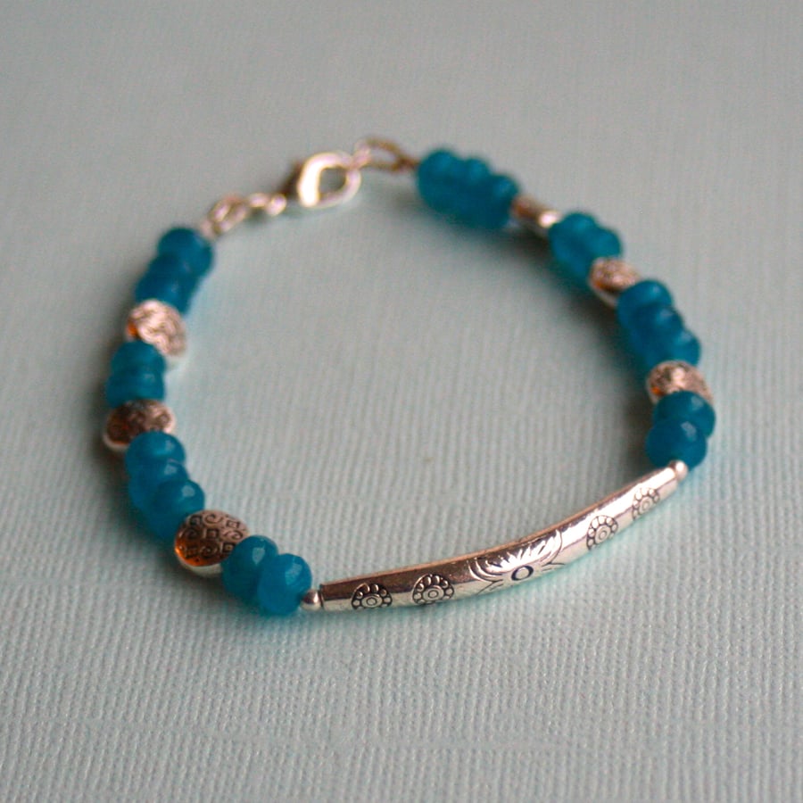 Blue quartz and silver bracelet