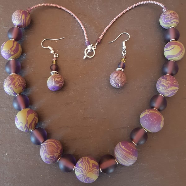   Polymer clay necklace and earrings set