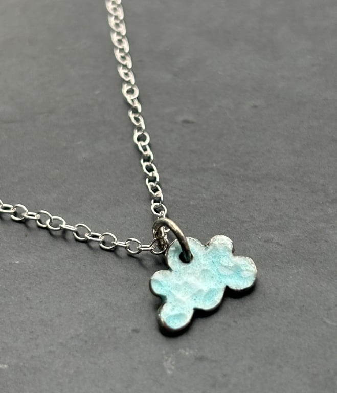 Cloud Pendant, enamel pendant, small cloud pendant, enamel jewellery, enamel, 