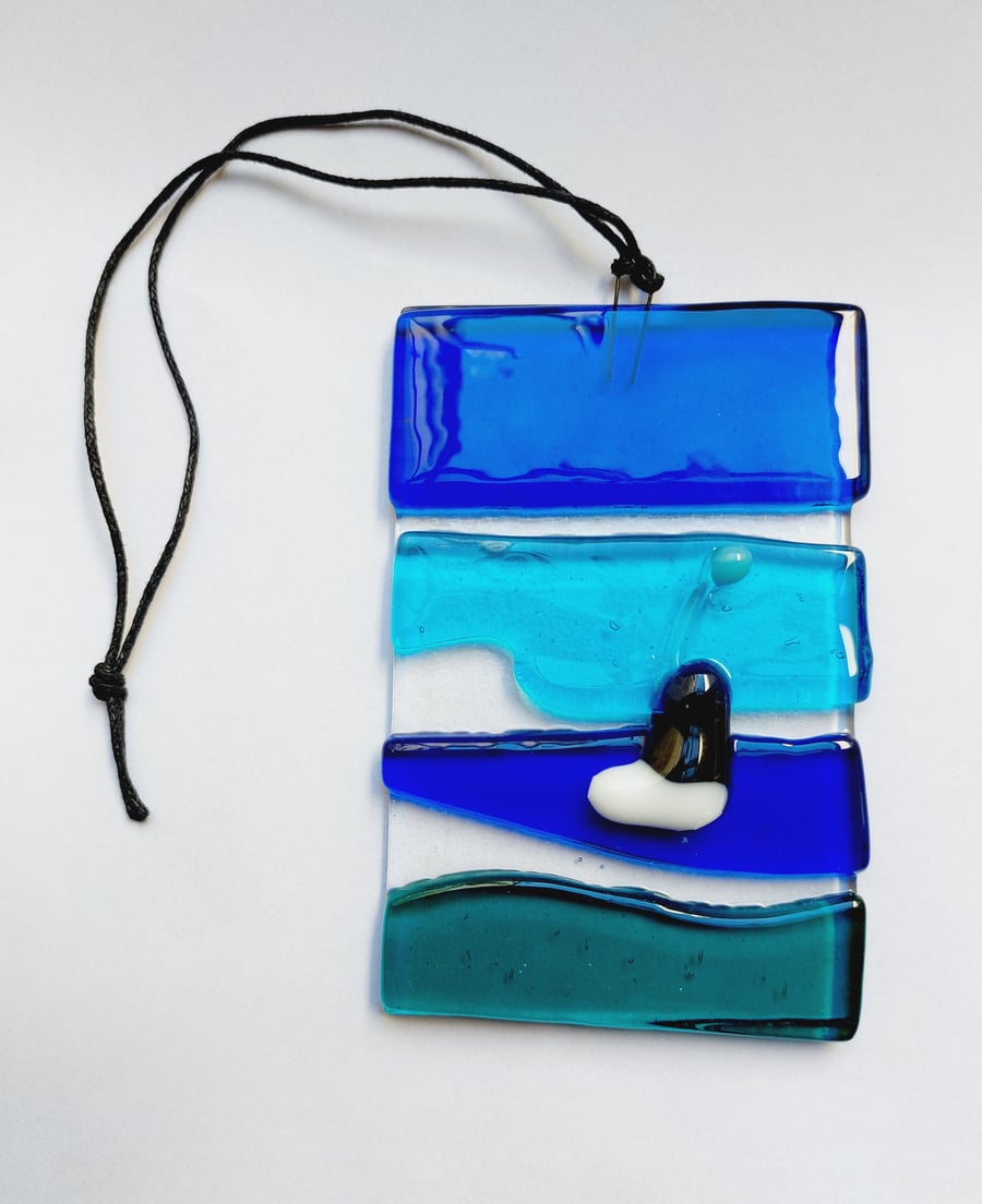 Fused Glass Sea Scene Window Decoration 