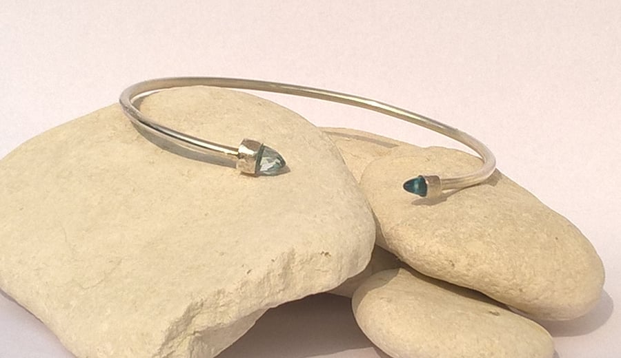 Blue Topaz Silver Bangle