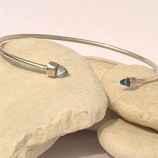Blue Topaz Silver Bangle