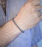 Bracelet un-polished hematite and sterling silver stretch handmade - Image 1