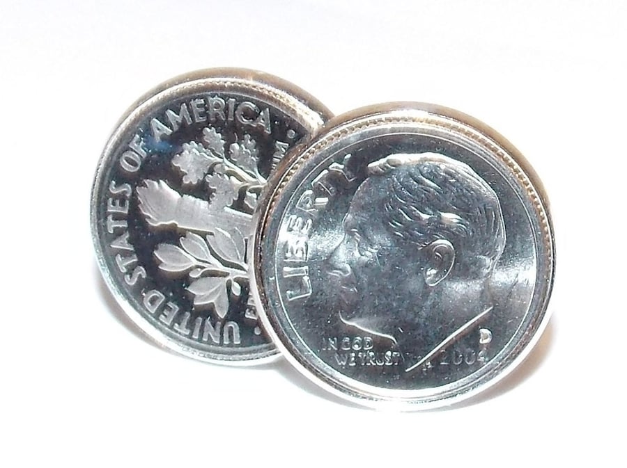1966 American Dime coin cufflinks, 55th birthday gift, 1966 birthday gift, Gift 