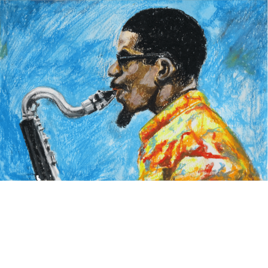 So long Eric. Signed, original painting in watercolour and oil pastels.