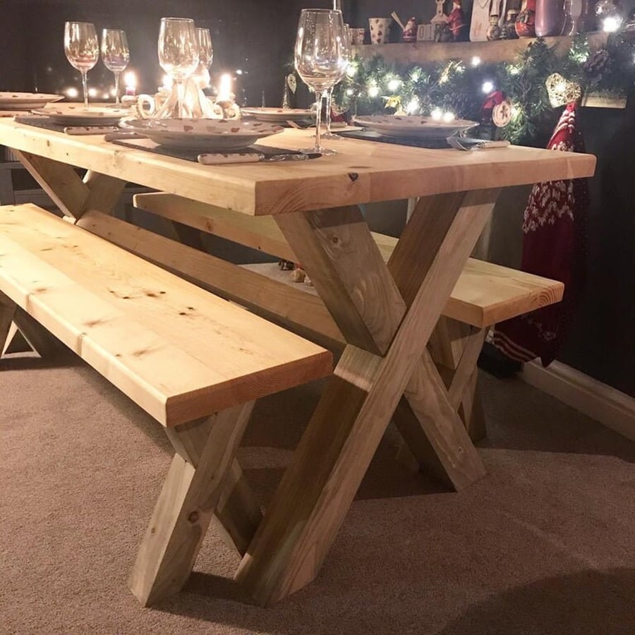 Chunky table and benches