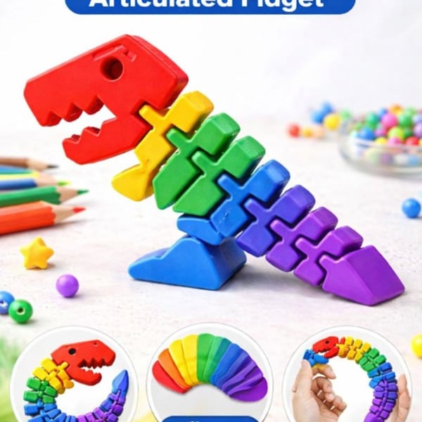 Flexi Articulated Dinosaur 3D Printed Figure 120mmx80mm Fully Customisable