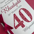 Cerdyn Cymraeg – Penblwydd Priodas Rhudydd 40 mlynedd – wedi’i bersonoli