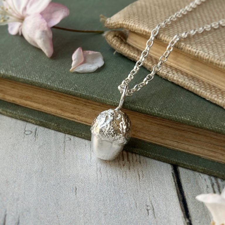 Silver Acorn Necklace – Recycled Fine Silver Pendant