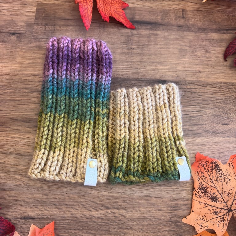 Handknit Dog Neck Warmer Snood Chunky - Variegated Golds Greens Mauves