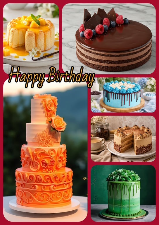Happy Birthday Lots of Cakes Greeting Card A5 
