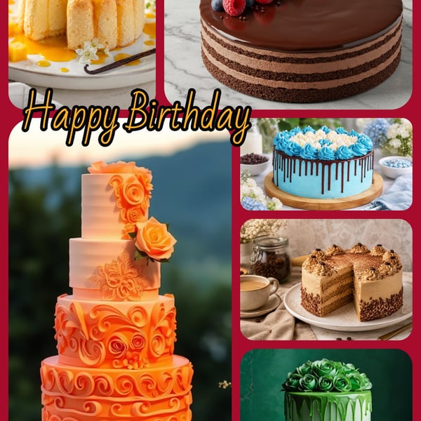 Happy Birthday Lots of Cakes Greeting Card A5 