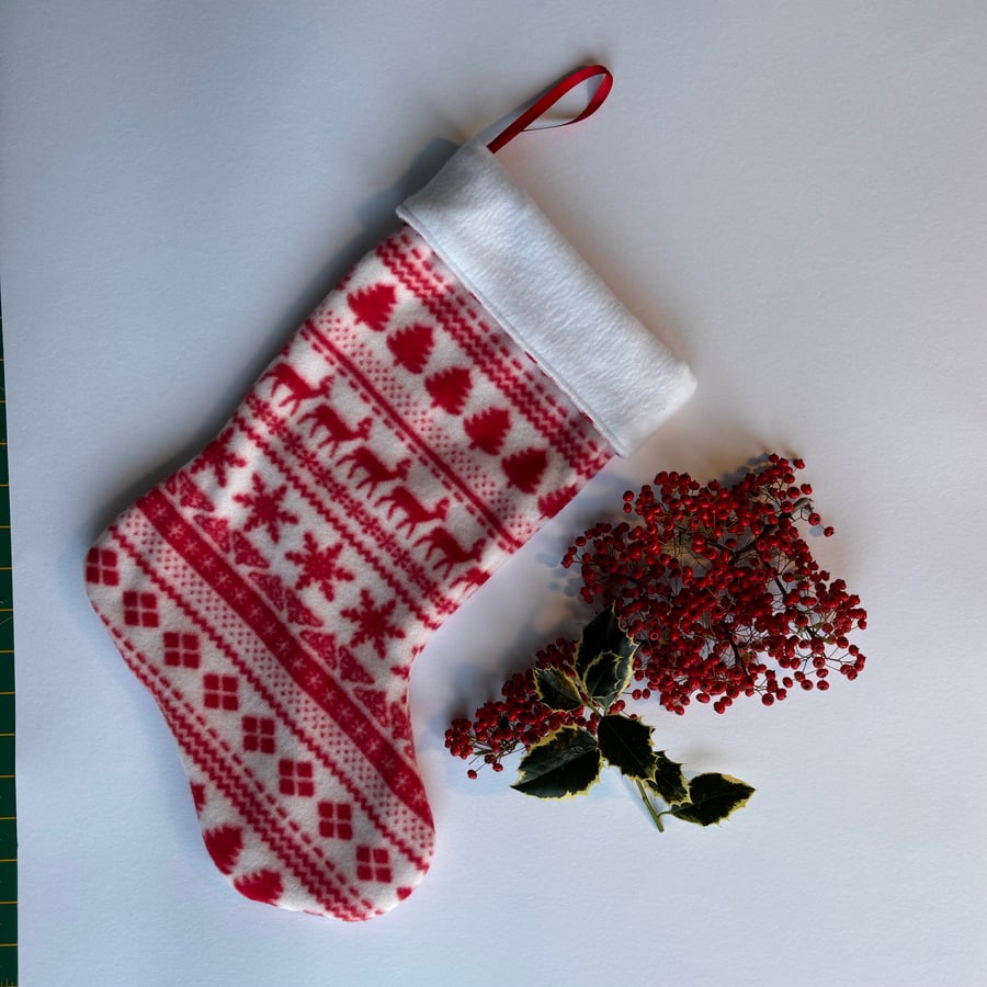 Festive Fabric Christmas Stocking
