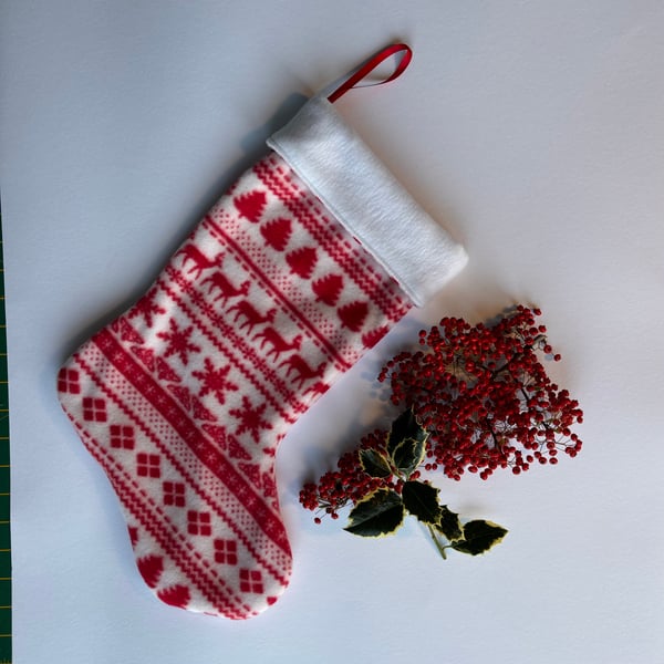 Festive Fabric Christmas Stocking