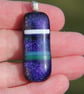 Handmade Blue and purple dichroic banded pendant, fused glass necklace  SKU F38 - Image 6