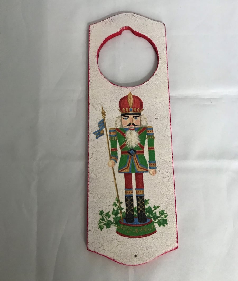 Nutcrackers Wooden Door Hanger Christmas Decoration Green Red Edge