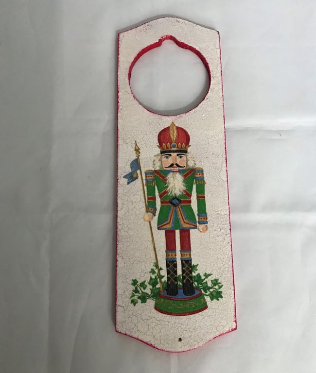 Nutcrackers Wooden Door Hanger Christmas Decoration Green Red Edge