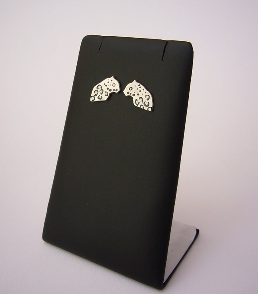 Leopard stud earrings, animal jewellery, enamel jewellery