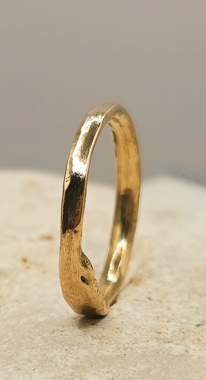 Solid 9ct Gold Molten Ring - Organic, Rustic Wedding Jewellery - Size J