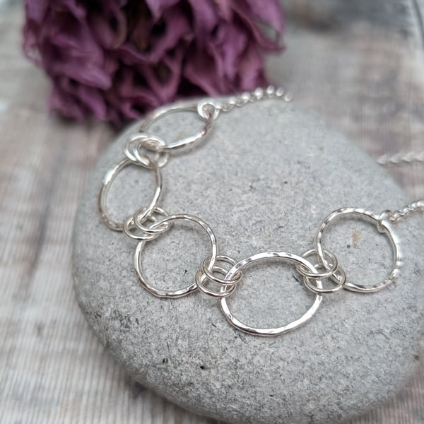 Sterling Silver Geometric Chain Link Statement Necklace - JBJ2013