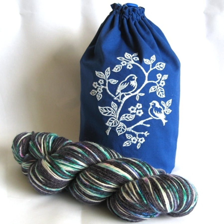 Machine Embroidered Drawstring Project Bag