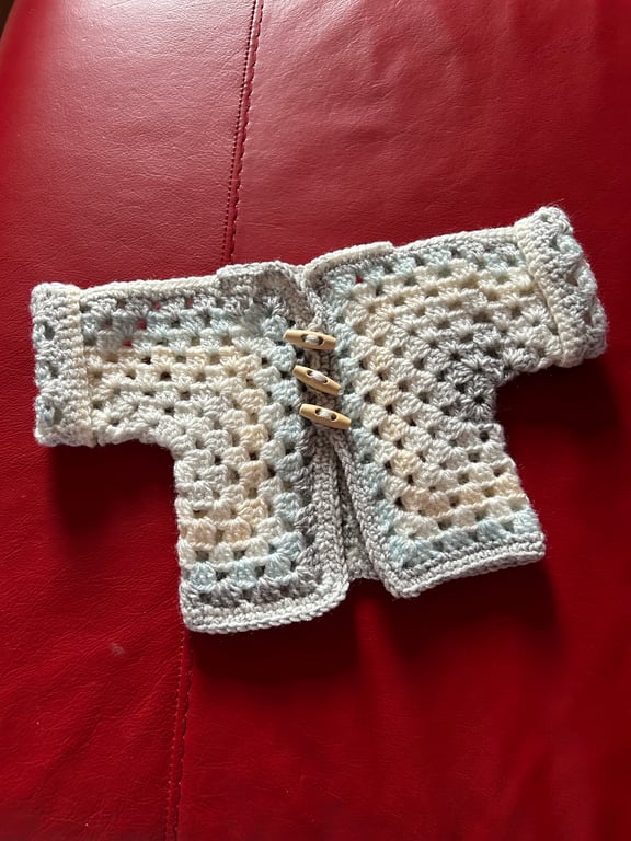 Crocheted Hexagon Size 0-3 months Baby Cardigan
