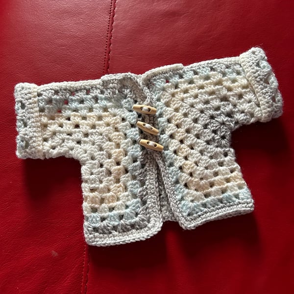 Crocheted Hexagon Size 0-3 months Baby Cardigan