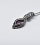 Oxidised Silver and Ruby Wire Woven Pendant - Ruby Wrapped and Woven Necklace - Image 4