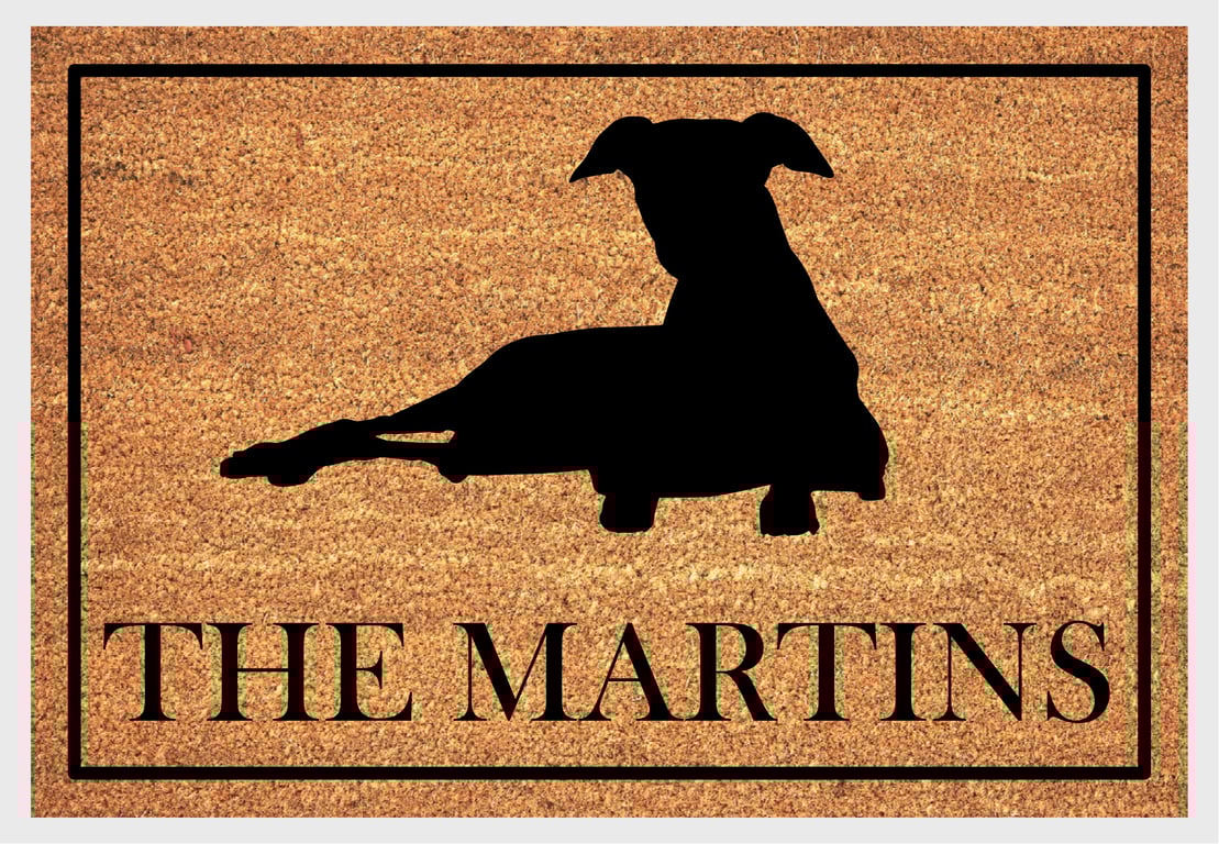Whippet Door Mat No.3 - Personalised Whippet Welcome Mat - 3 Sizes