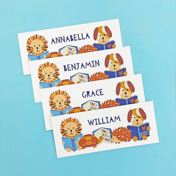 Personalised school bookmarks - Gift from teacher to children - Animals design