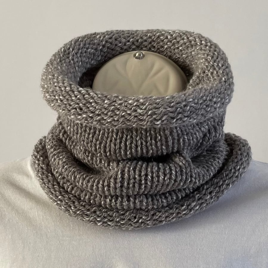 Grey Aran Knitted Neck Warmer, FREE DELIVERY 