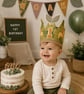 Personalised First Birthday Crown & Name Bunting Set - Safari Jungle Theme - Image 2