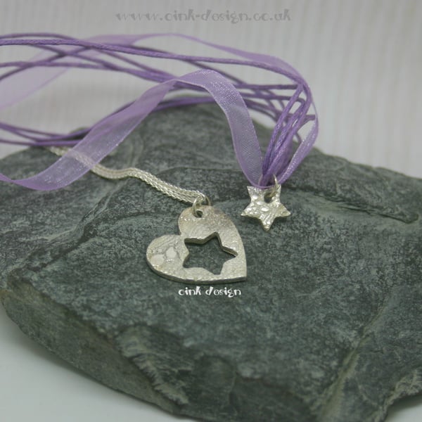 Mummy and daughter or son fine silver pendants on necklaces