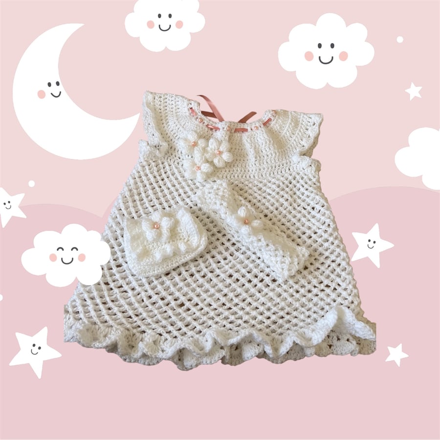 Handmade crochet baby girl dress 18 to 24 months 
