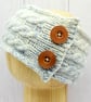 Hand Knitted "Braided" Head band in Cream and Blue - child - Image 2