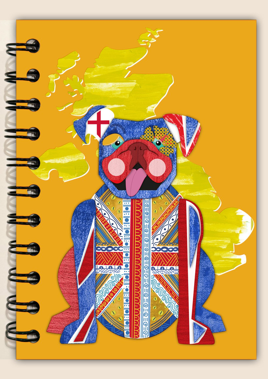 Bulldog in Britain A6 Handmade Postcard Notebook