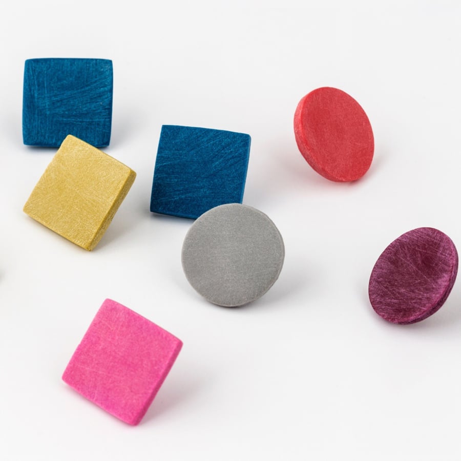 Giant Square or Circle Colour Dot Polymer Clay Studs in various colours