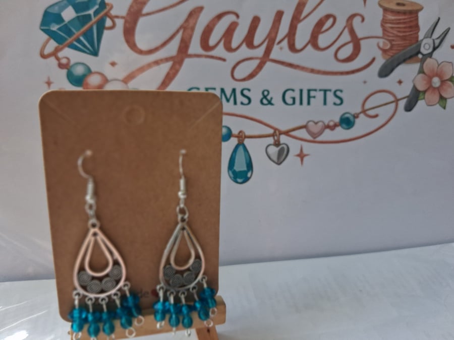 turquoise and silver dangle earring