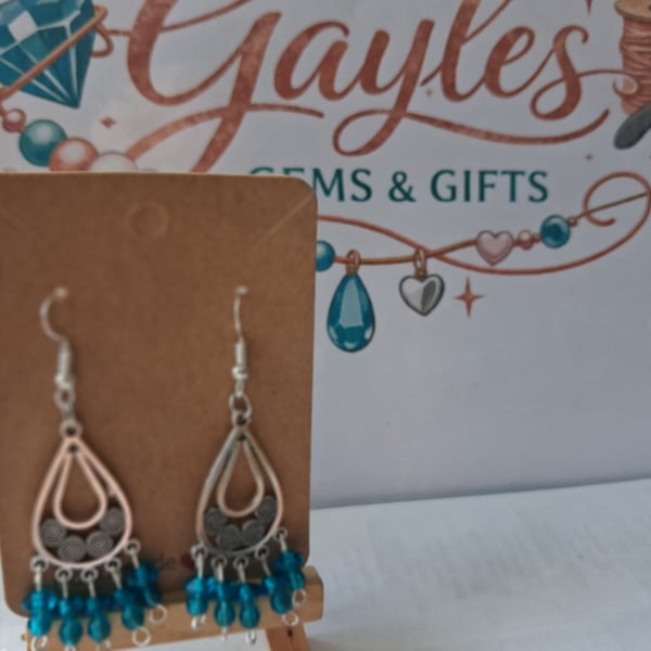turquoise and silver dangle earring