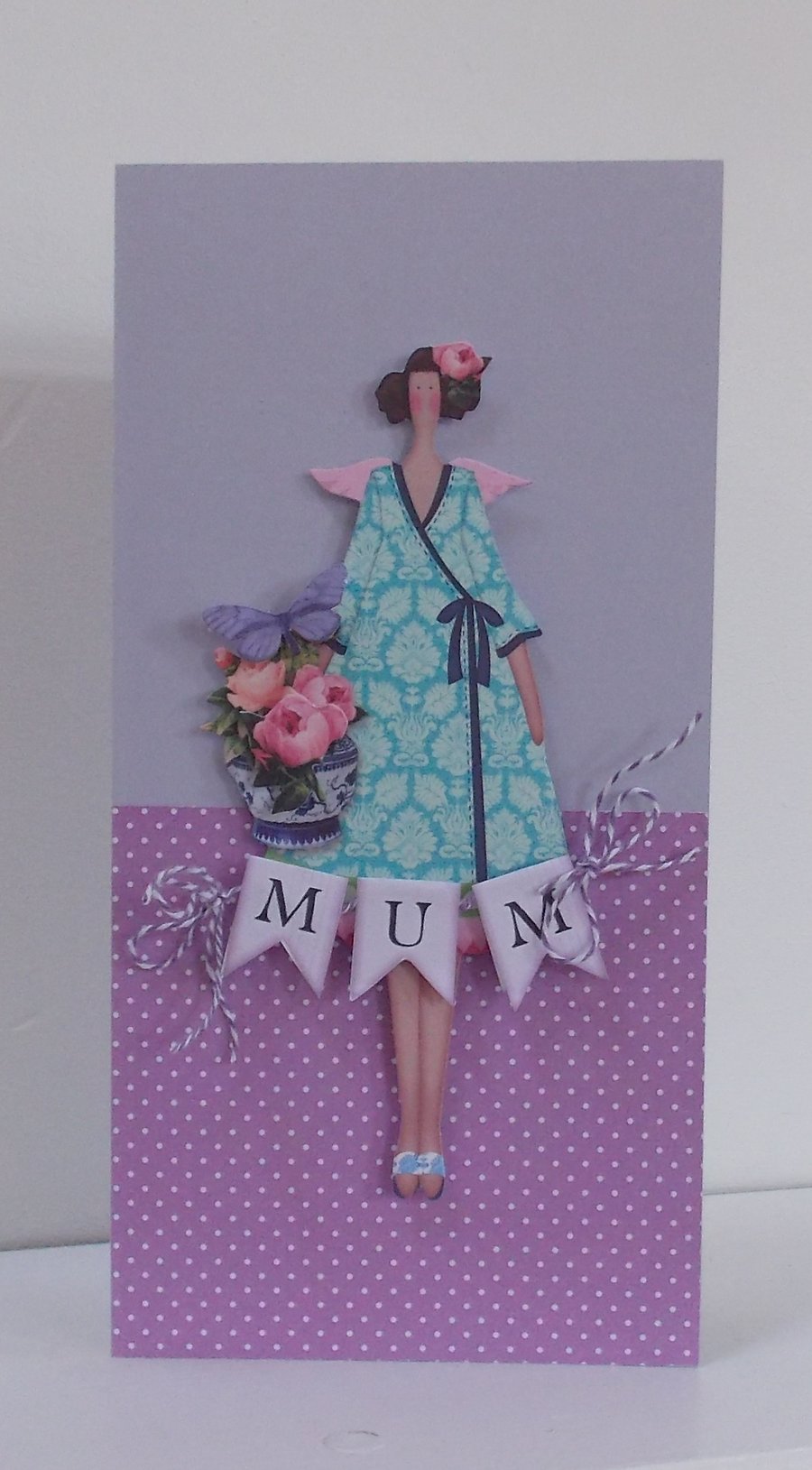 Mother's Day and Birthday Tilda Floral Card with Bunting