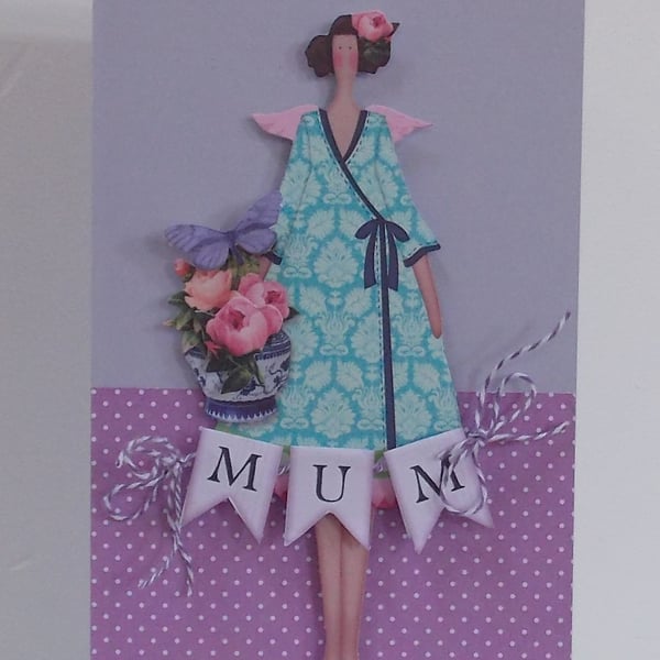 Mother's Day and Birthday Tilda Floral Card with Bunting