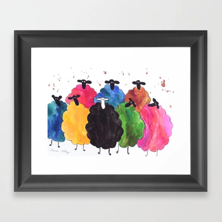 A3 Colourful Sheep Print of 240 gsm paper, card